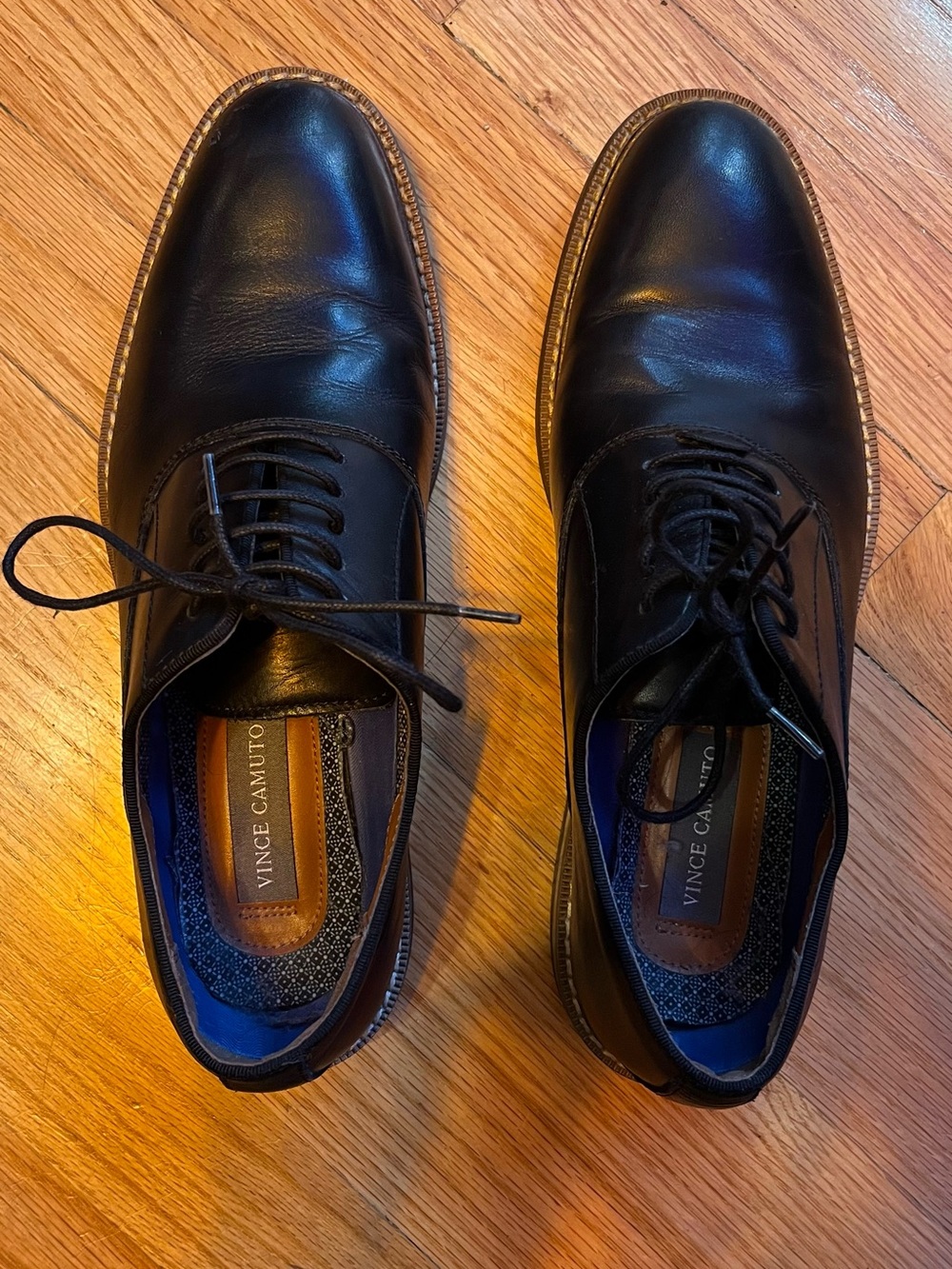 Vince Camuto Men’s Black Leather Derby Lace-Up Shoes